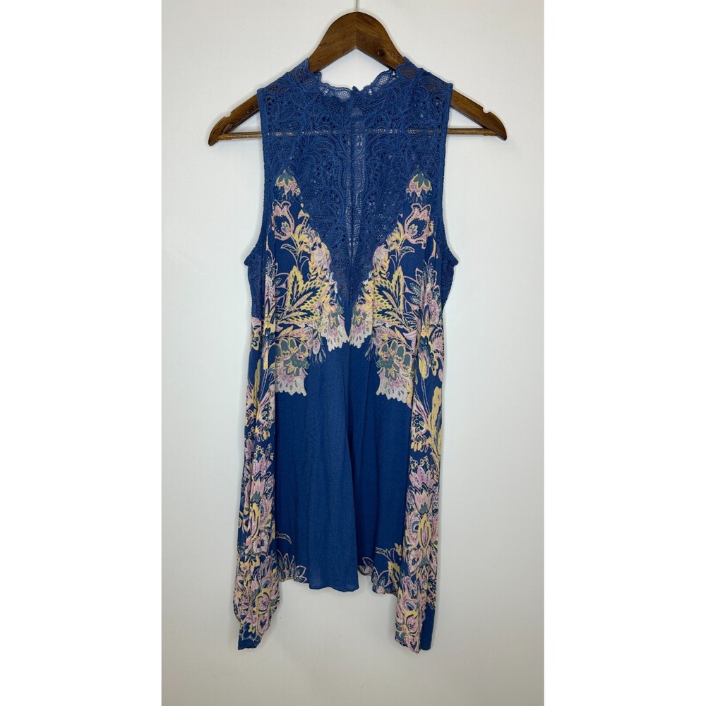 Intimately Free People Marsha Lace Slip Dress Blue Floral Mini Small Unlined - Picture 13 of 13
